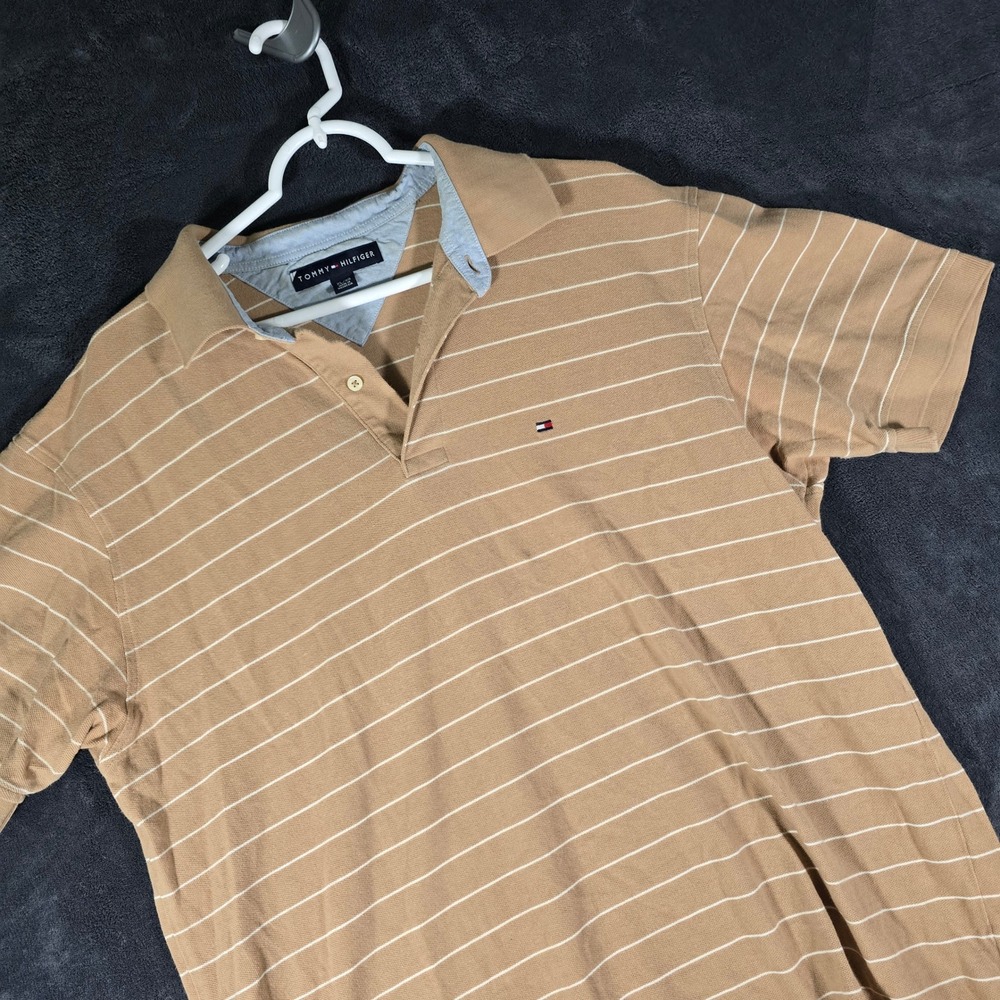 Tommy Hilfiger Mens XL Striped‎ Polo Shirt Short Sleeve Casual Top Preppy Golf